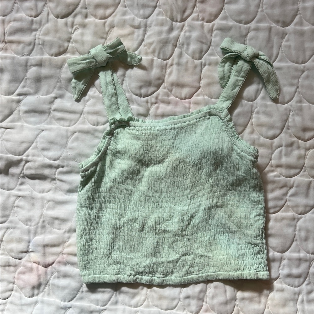 Mint Green Kids tank bows new ruched xl